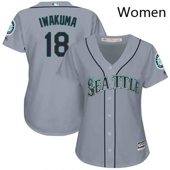 Womens Majestic Seattle Mariners 18 Hisashi Iwakuma Replica Grey Road Cool Base MLB Jersey